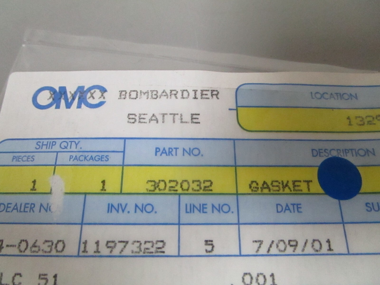 *NEW OEM* 0810 OMC Johnson Evinrude Gasket 302032 0302032