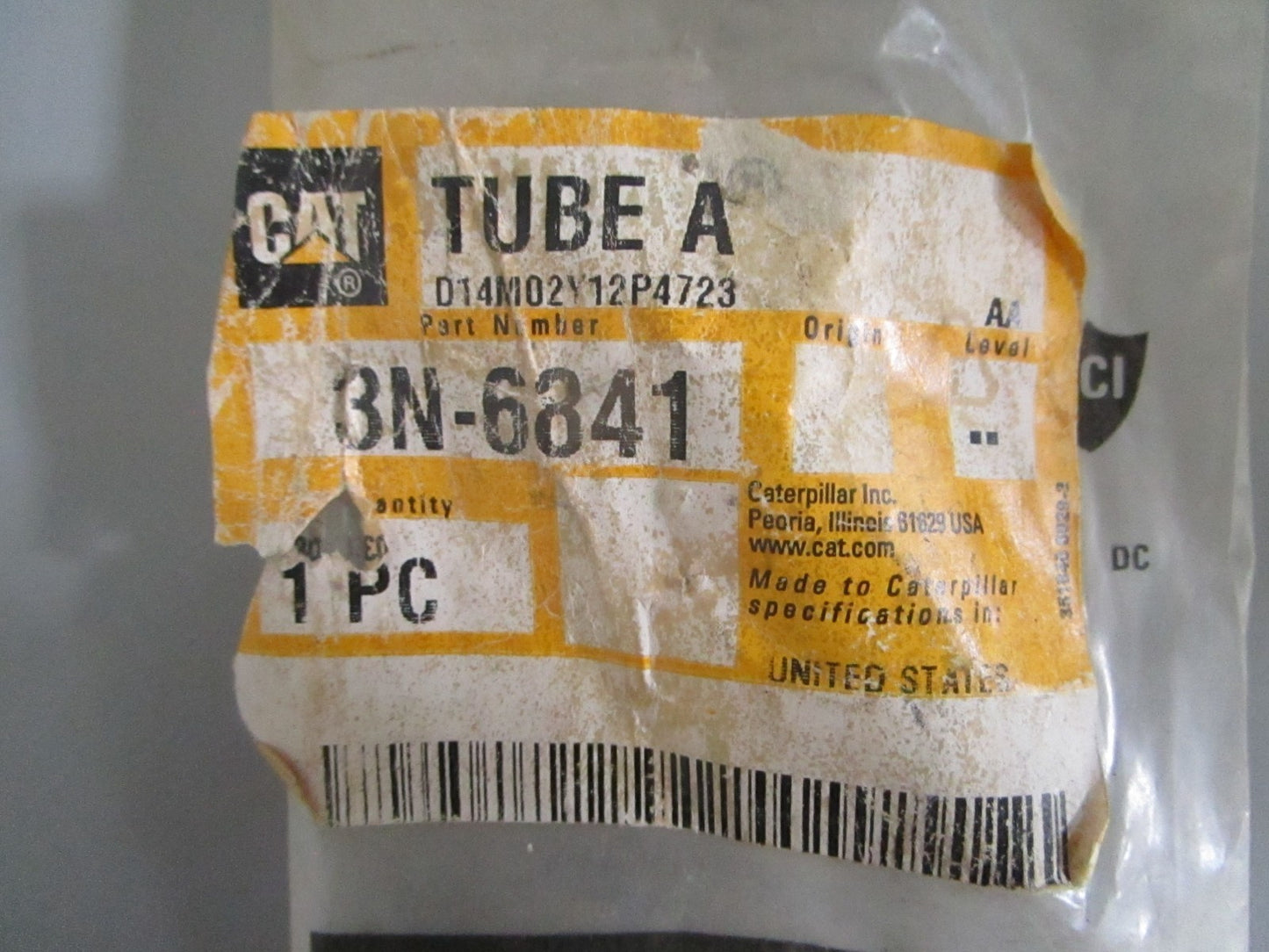Caterpillar CAT 3N-6841 Tube A Water Inlet NOS Genuine Factory Part NEW OEM 0820