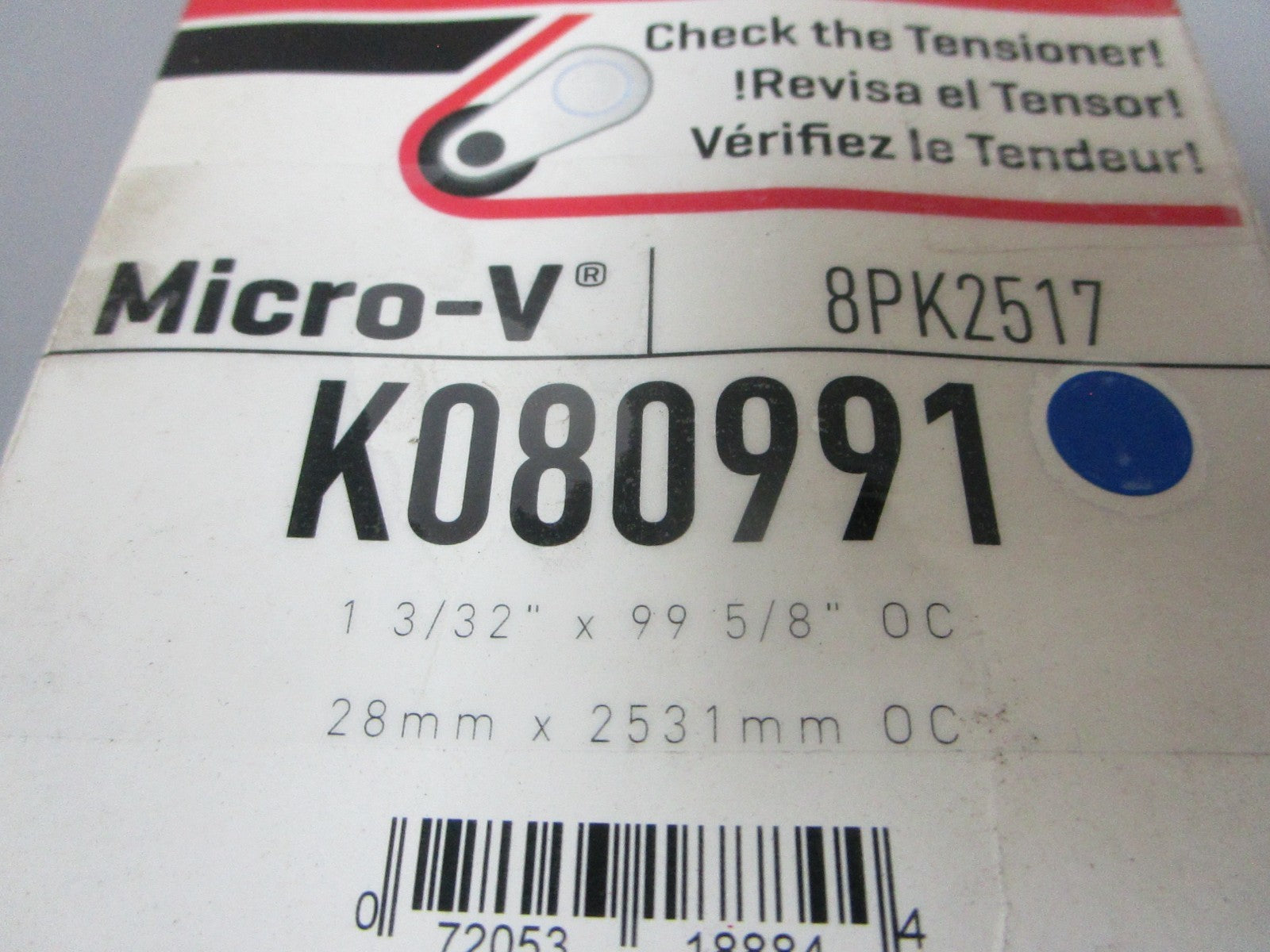 NEW K080991 Gates Micro-V 1-3/32" x 99 ⅝" Serpentine Belt 0720