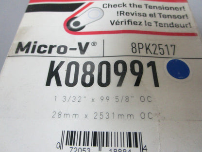 NEW K080991 Gates Micro-V 1-3/32" x 99 ⅝" Serpentine Belt 0720