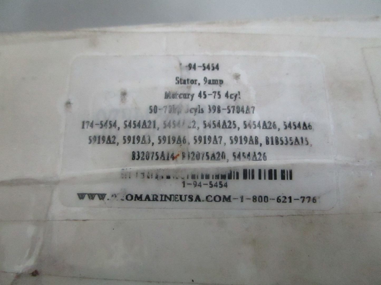 NEW 1-94-5454 Pro Marine 9AMP Stator Rep: 398-5704A7 Mercury 0820