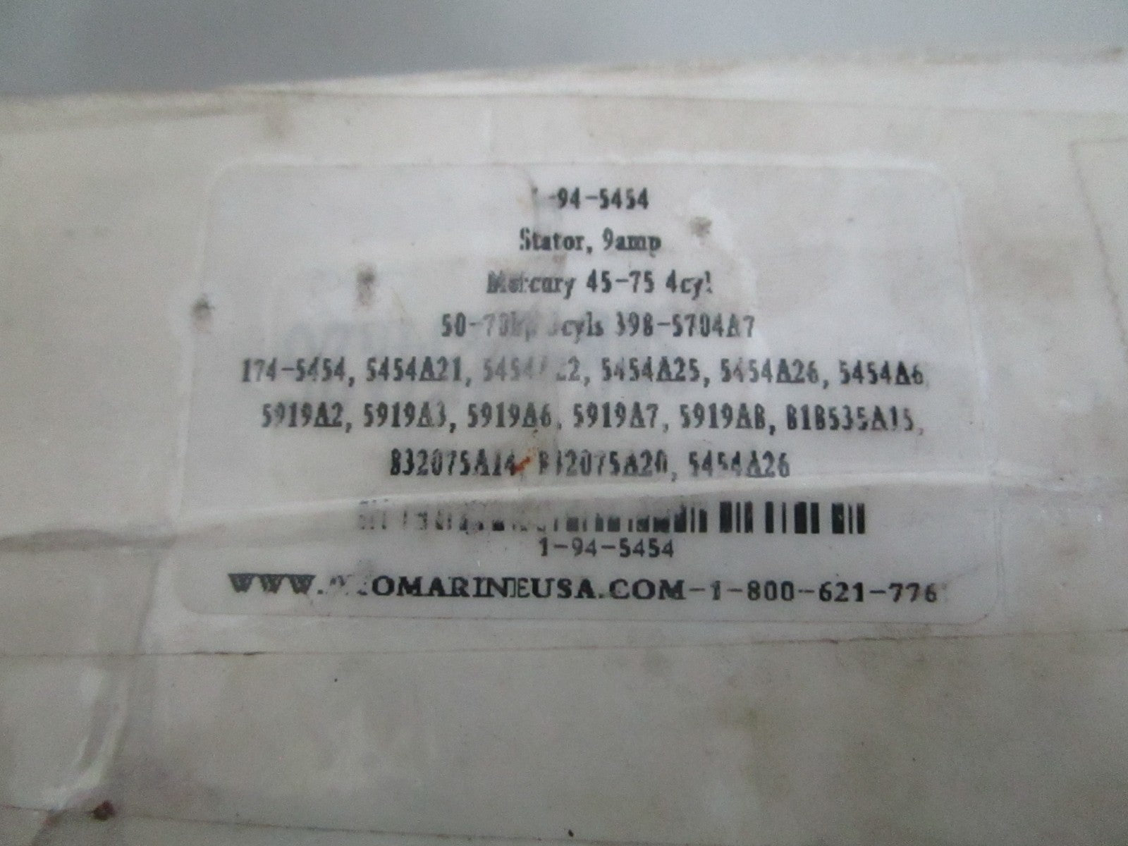 NEW 1-94-5454 Pro Marine 9AMP Stator Rep: 398-5704A7 Mercury 0820