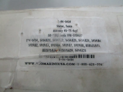 NEW 1-94-5454 Pro Marine 9AMP Stator Rep: 398-5704A7 Mercury 0820