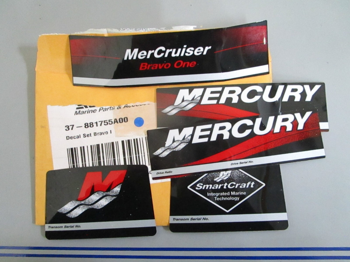 *NEW OEM* 0820 Mercury Quicksilver Bravo I Decal Set 37-881755A00