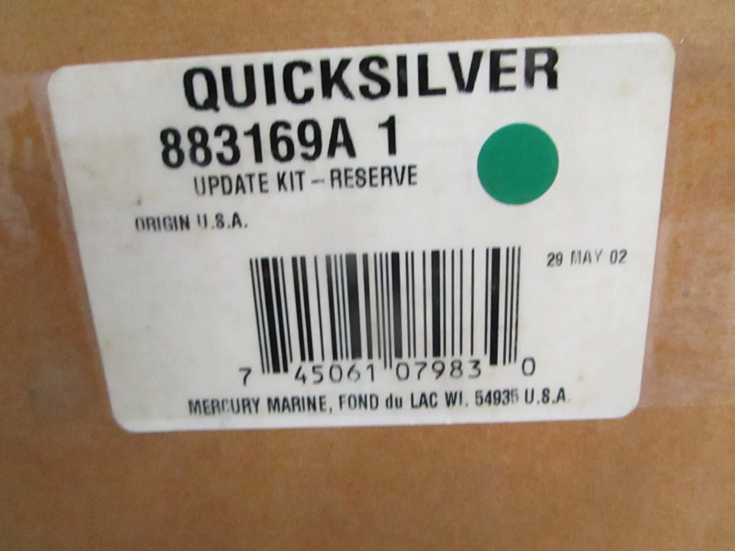 NEW OEM 883169A1 Mercury Quicksilver Reserve Update Kit 0820