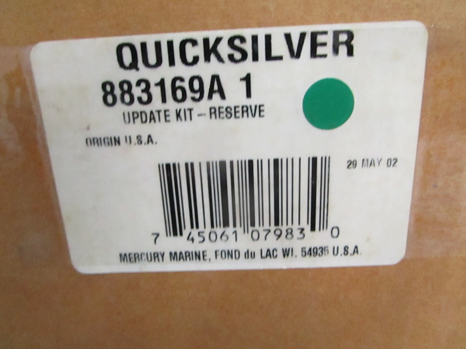 NEW OEM 883169A1 Mercury Quicksilver Reserve Update Kit 0820