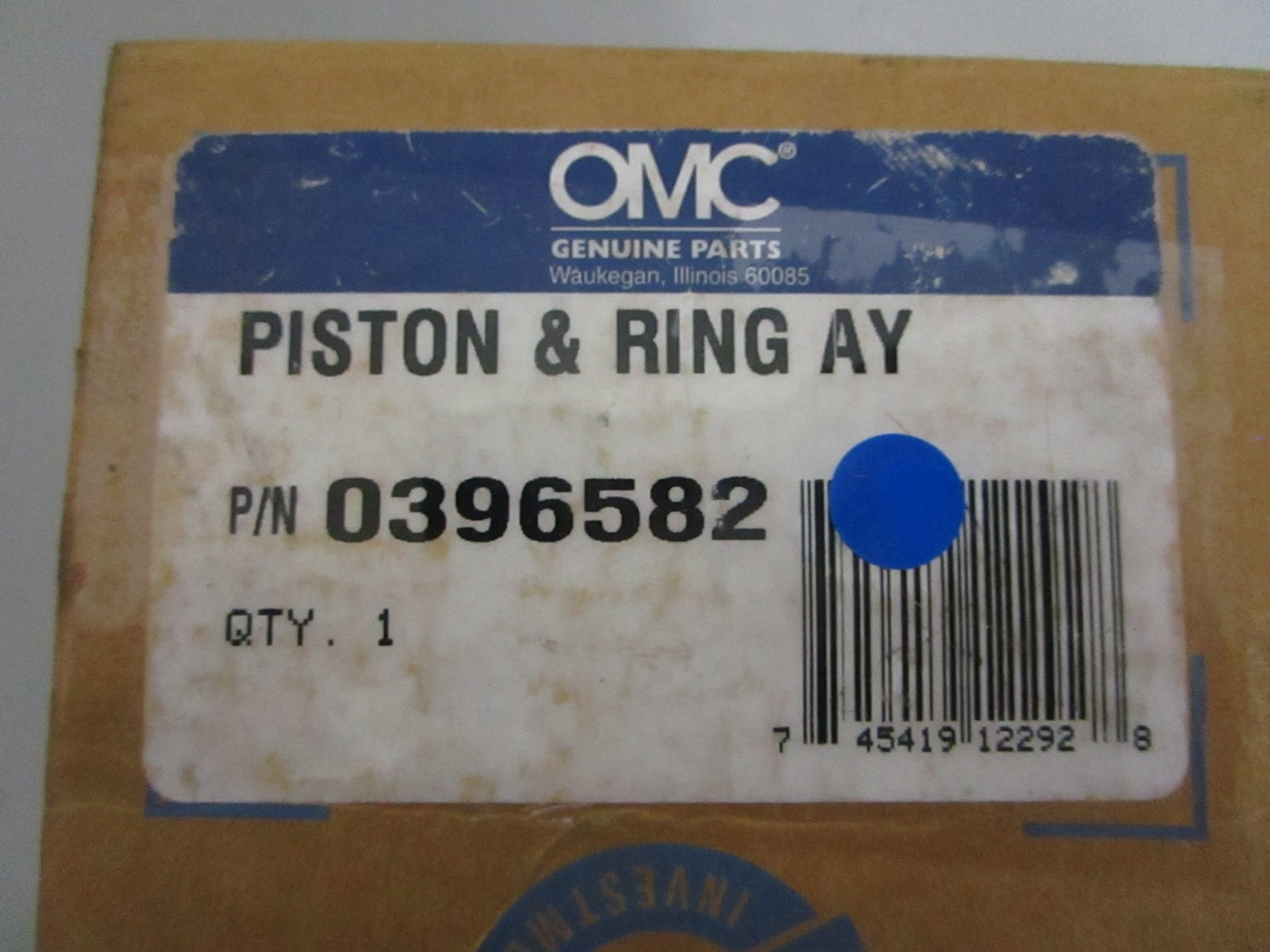 NEW OEM 396582 0396582 OMC Johnson Evinrude Piston & Ring Assy 0820