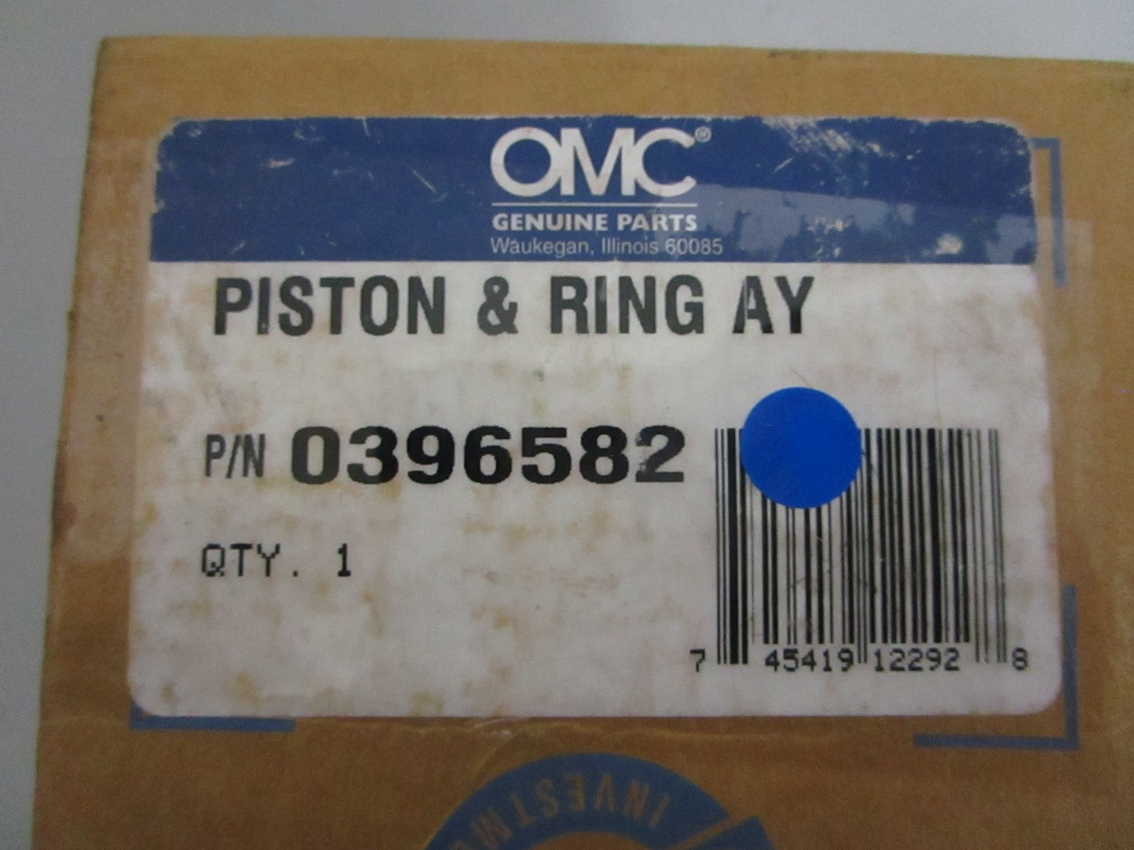 NEW OEM 396582 0396582 OMC Johnson Evinrude Piston & Ring Assy 0820