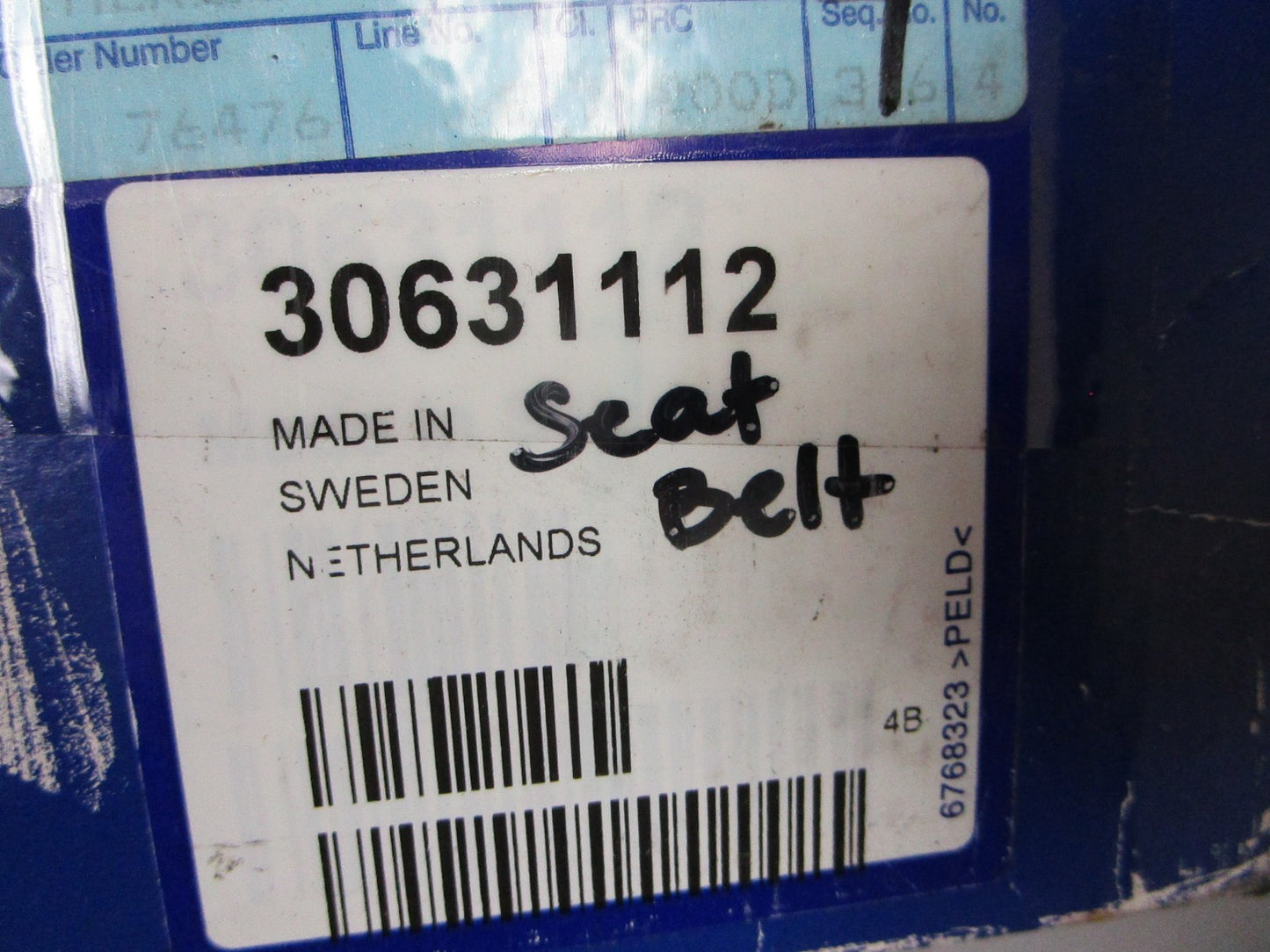 NEW OEM 30631112 Volvo Penta 2000- 2004 S40 Rear Center Seat Belt 0720