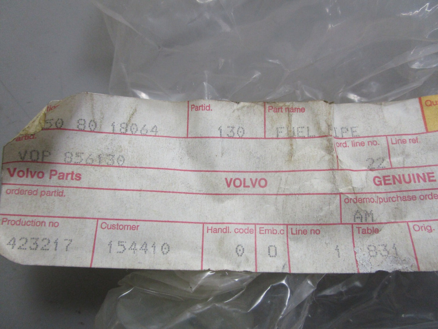 *NEW OEM* 0820 Volvo Penta Fuel Pipe 865130