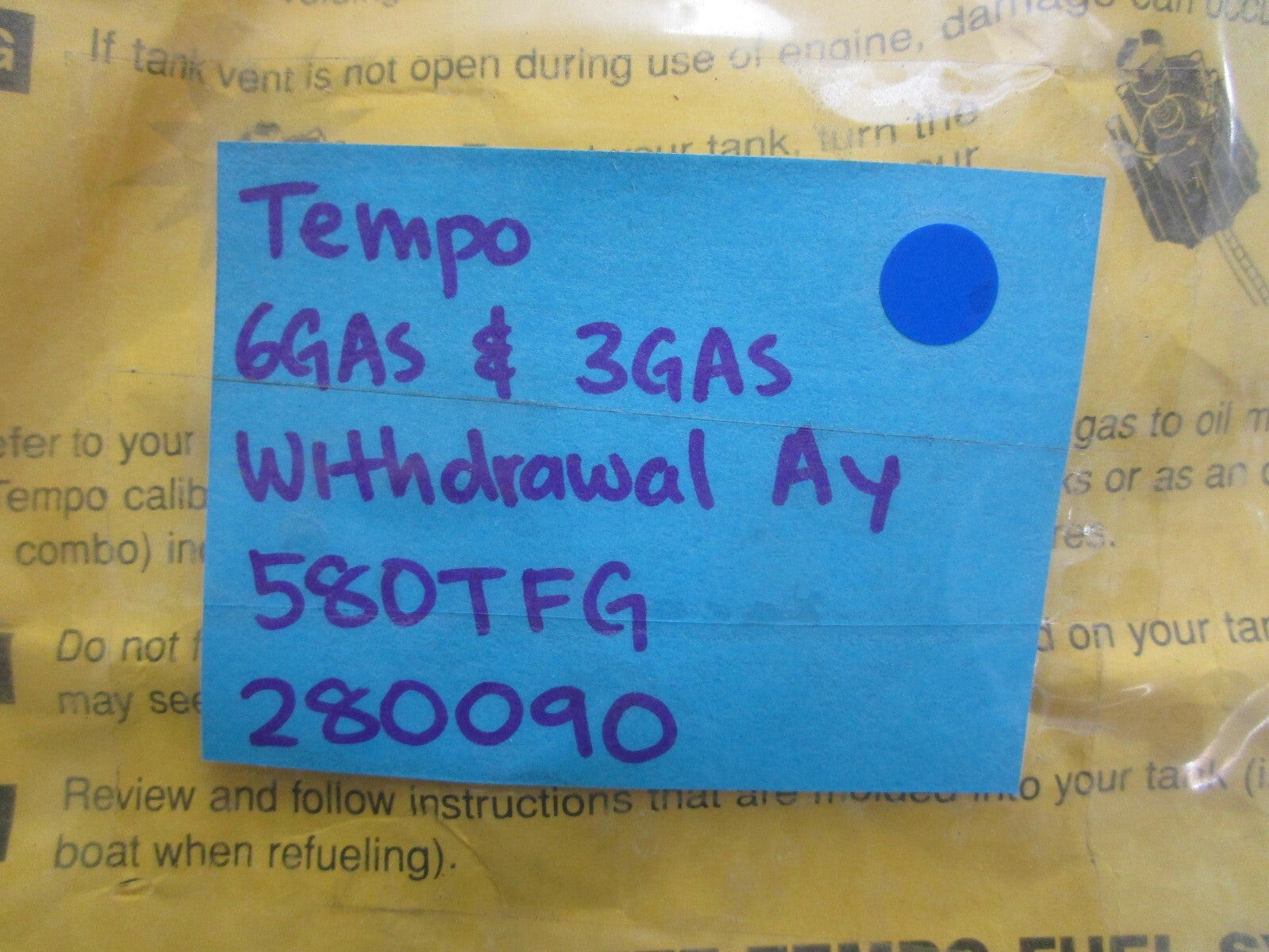 *NEW* 0820 Tempo 6GAS & 3GAS Withdrawal Assy 580TFG 280090