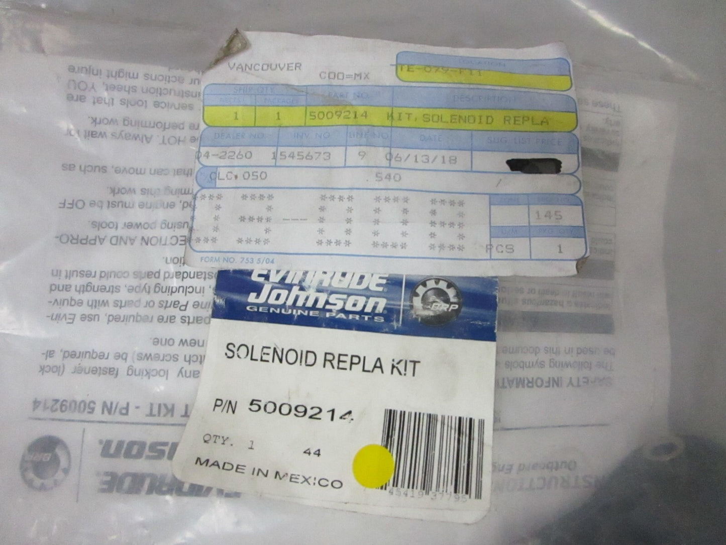 *NEW OEM* 0720 OMC Johnson Evinrude Solenoid Kit 5009214