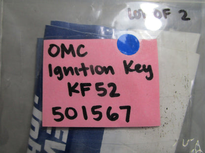 *NEW OEM* (LOT OF 2) 0810 OMC Johnson Evinrude Ignition Key KF52 501567 0501567