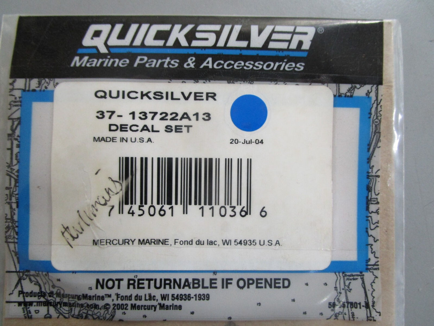 *NEW OEM* 0720 Mercury Quicksilver Decal Set 31-13722A13