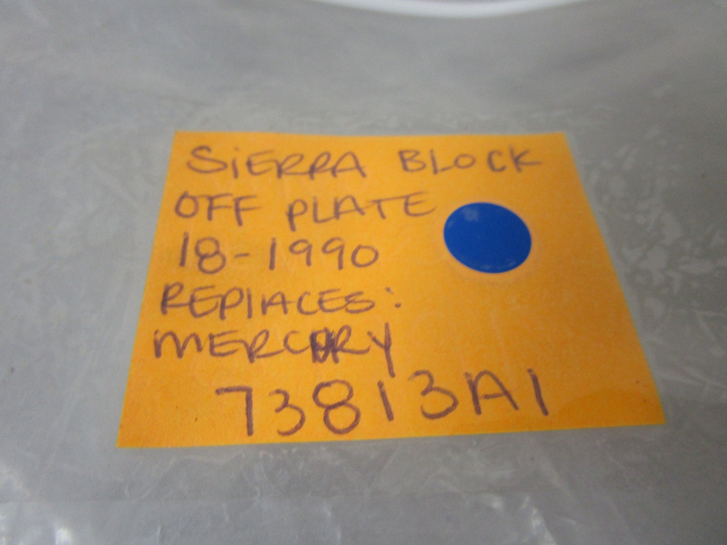 *NEW* 0720 Sierra Block Off Plate 18-1990 Replaces: Mercury Mercruiser 73813A1