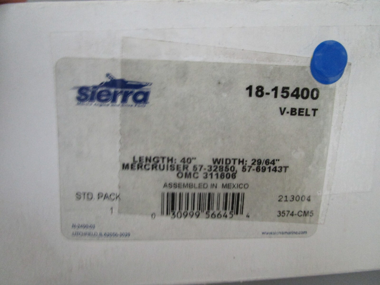 *NEW* 0810 Sierra V-Belt 18-15400 Replaces: Mercruiser 57-32850