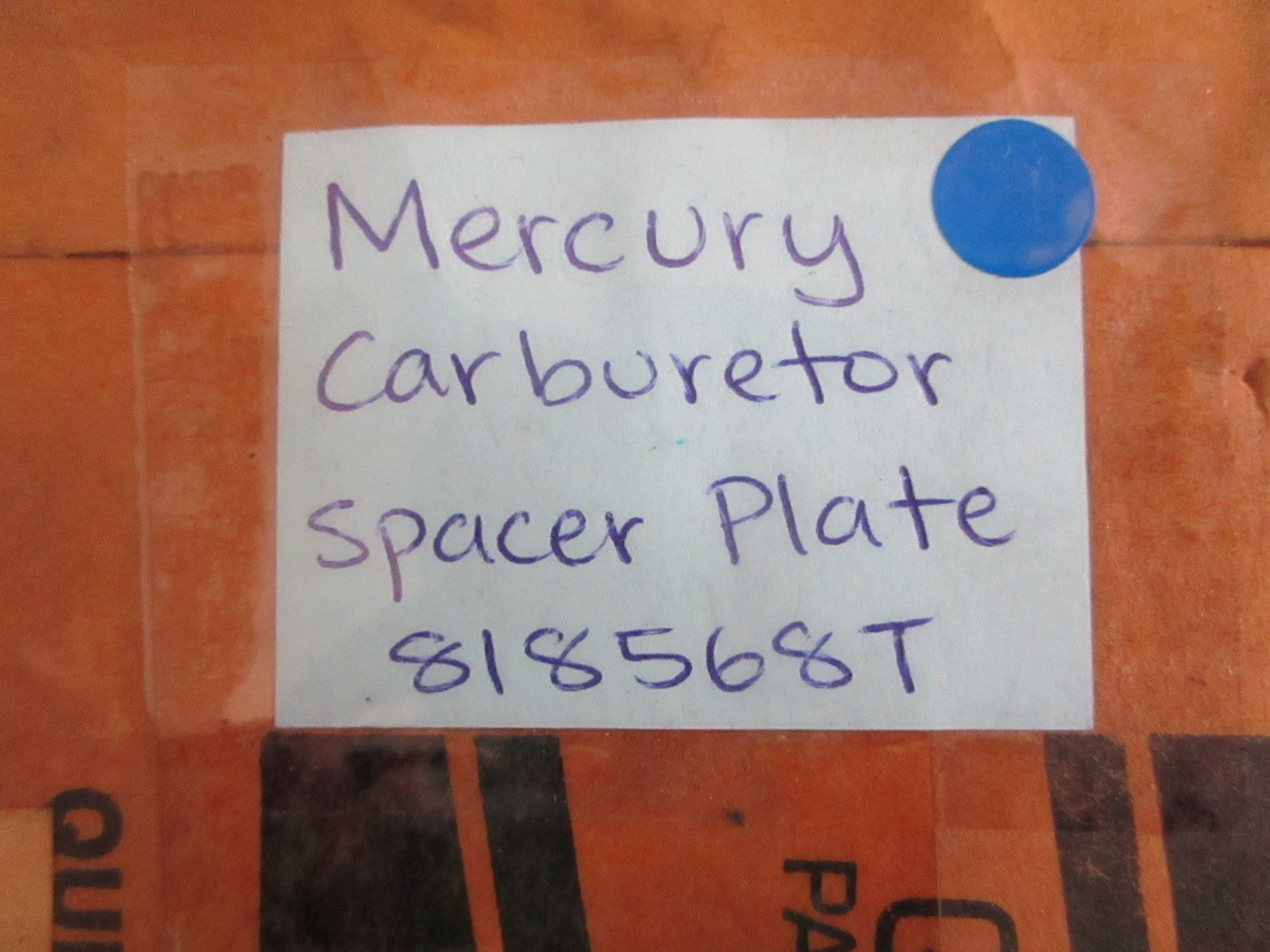 NEW OEM 818568T Mercury Quicksilver Carburetor Spacer Plate 0820