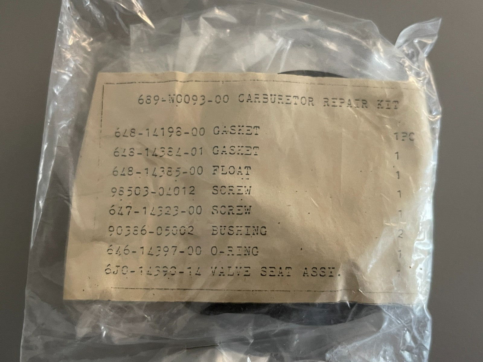 *NEW OEM* 0720 Yamaha Carburetor Repair Kit 689-W0093-00-00