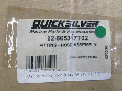 NEW OEM 22-865317T02 Mercury Quicksilver Hose Assembly Fitting 0810
