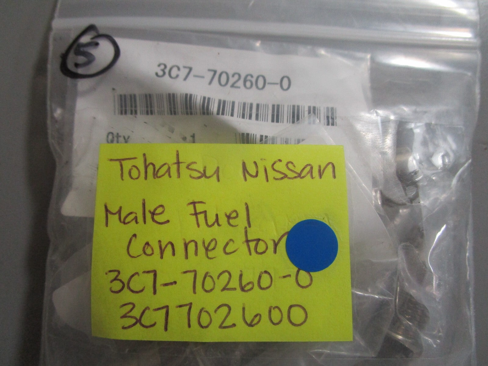 *NEW OEM* 0810 Tohatsu Nissan Male Fuel Connector 3C7-70260-0 3C7702600