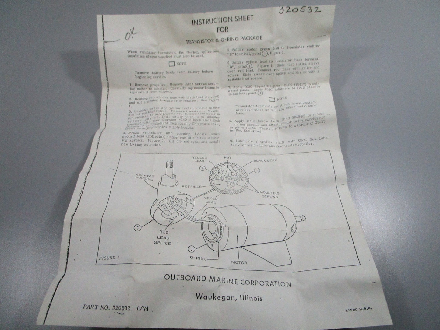 NEW OEM 387034 0387034 OMC Johnson Evinrude Transistor & O-Ring 0810