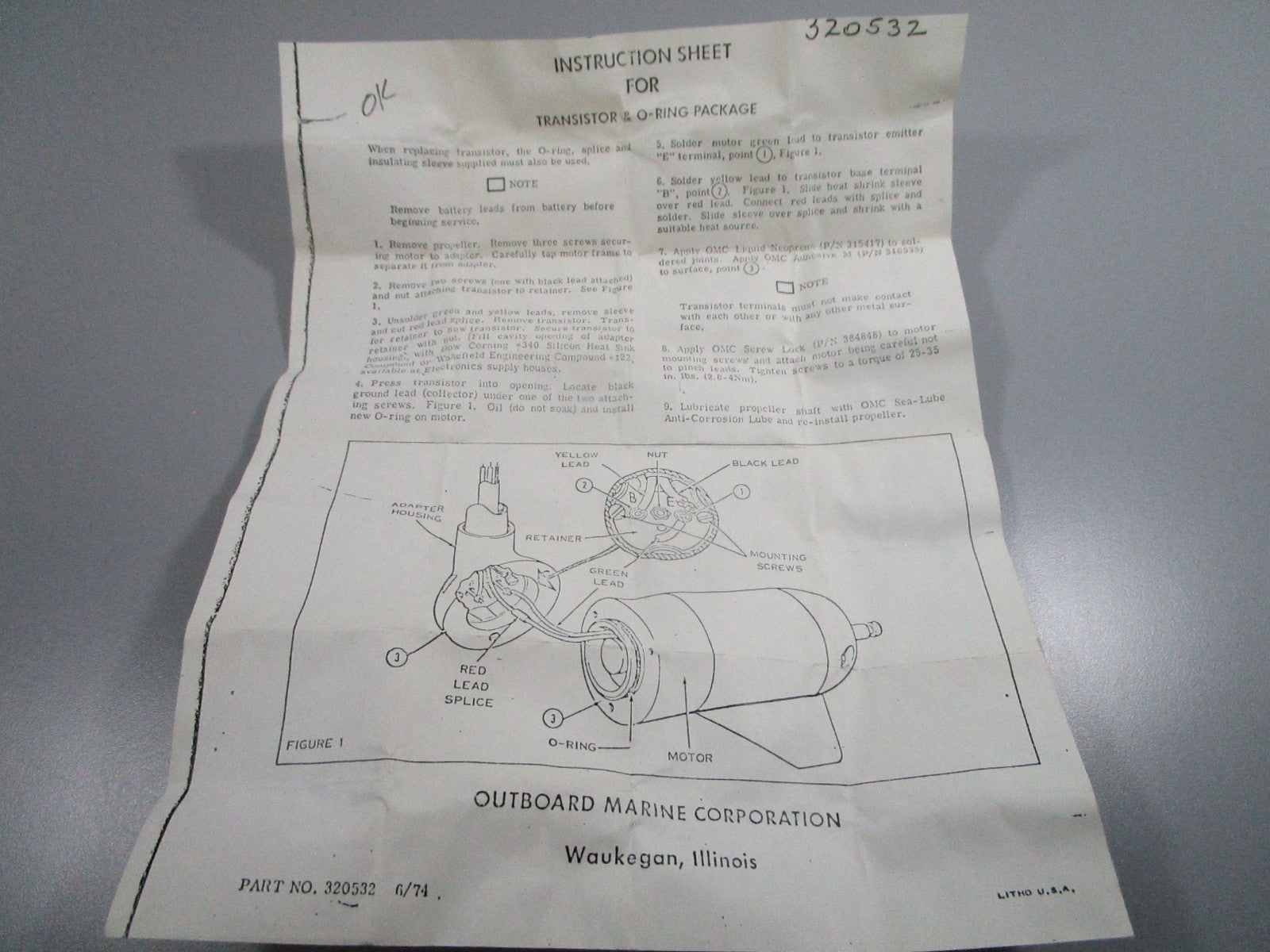 NEW OEM 387034 0387034 OMC Johnson Evinrude Transistor & O-Ring 0810