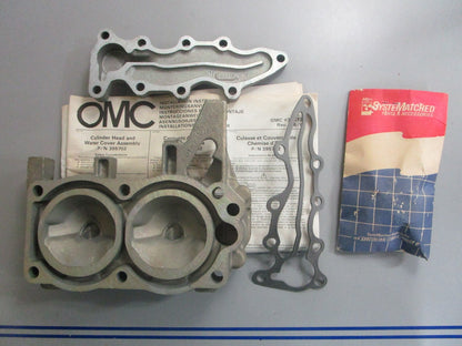 *NEW OEM* 0820 OMC Johnson Evinrude Cylinder Head & Water Cover 395702 0395702