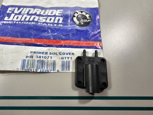 NEW OEM 341071 0341071 OMC Johnson Evinrude Primer Solenoid Cover 0810