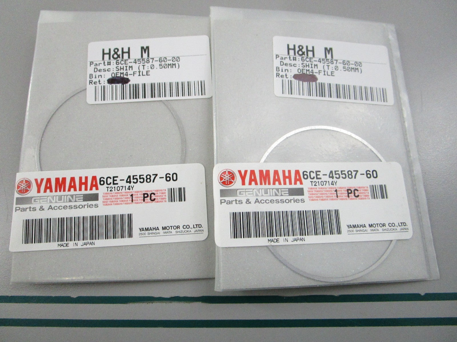 NEW OEM (LOT OF 2) 6CF-45587-60-00 Yamaha (T:0.50mm) Shim 0810