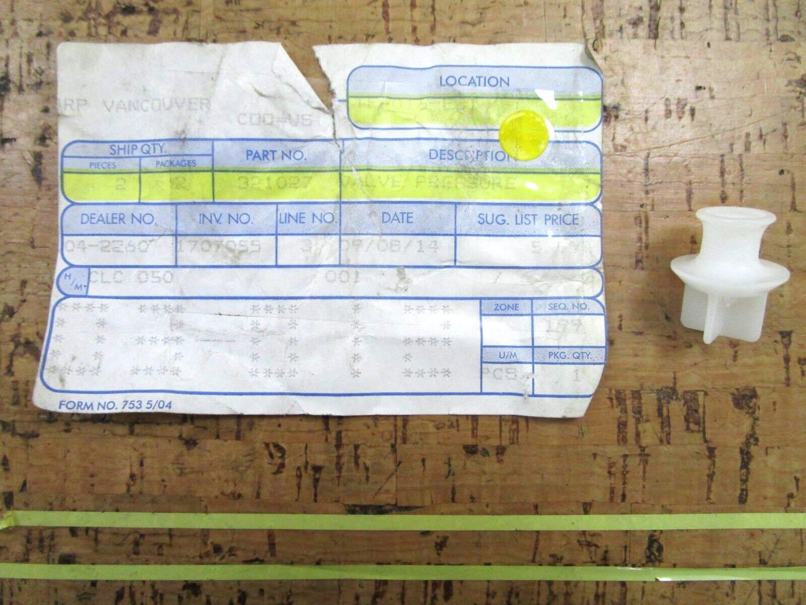 *NEW OEM* 0750 OMC Johnson Evinrude PRESSURE VALVE 321027 0321027