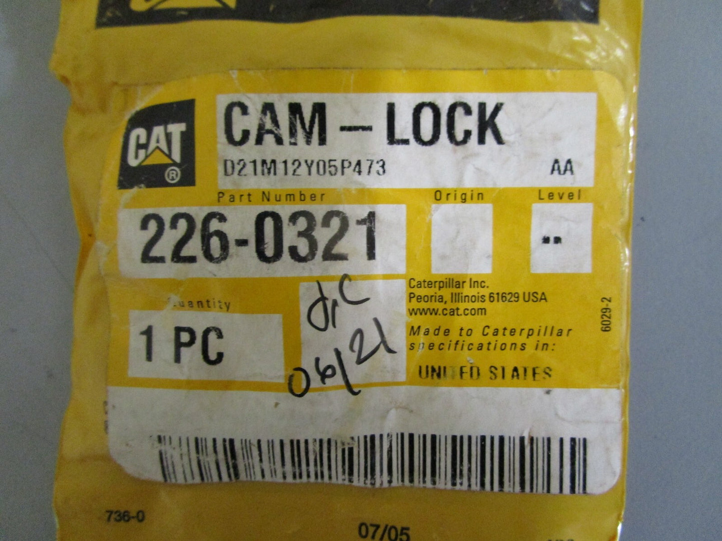 *NEW OEM* 0820 CAT Lock Cam 226-0321