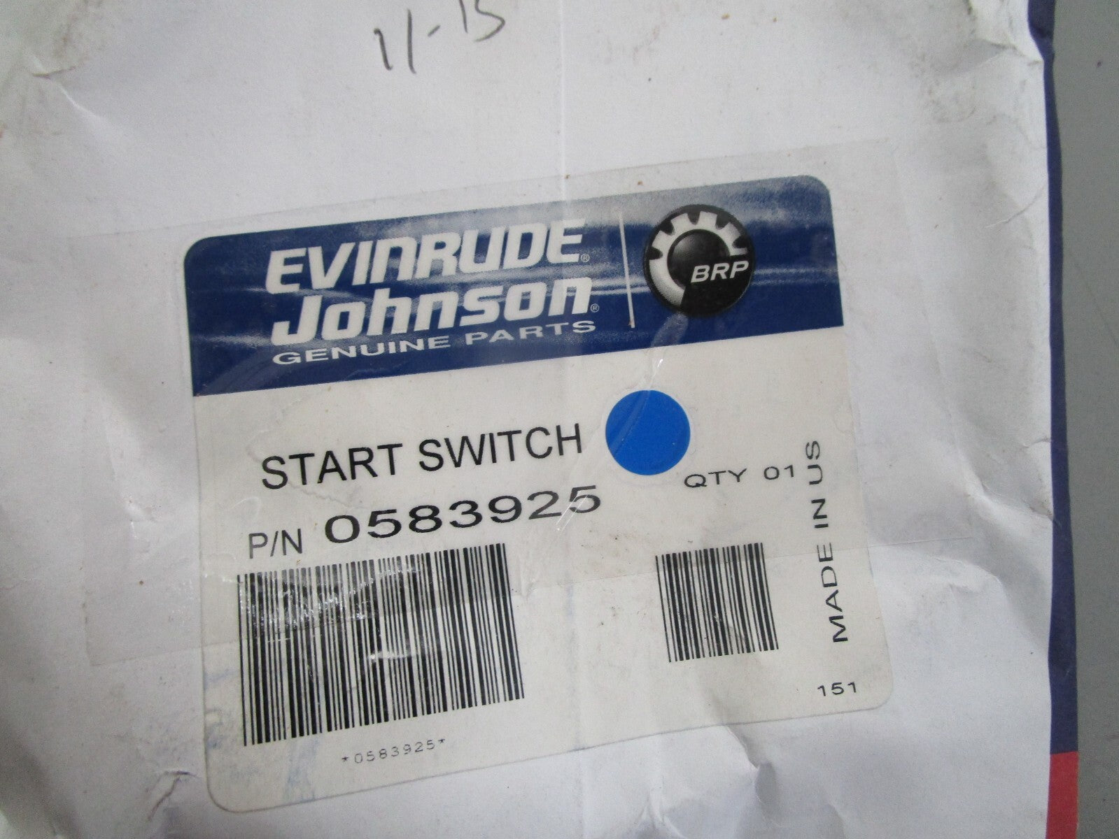 *NEW OEM* 0810 OMC Johnson Evinrude Start Switch 583925 0583925