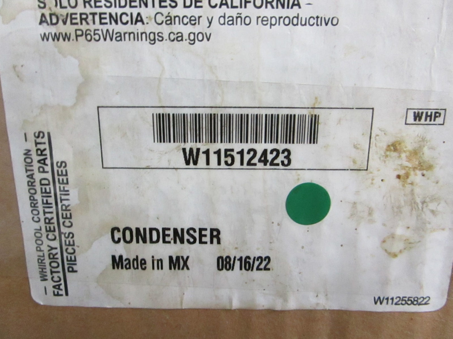 Whirlpool NEW OEM Refrigerator Condenser W11512423 Genuine Factory Part 0820