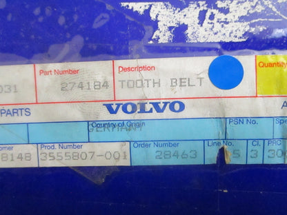 *NEW OEM* 0820 Volvo Penta Tooth Belt 274184
