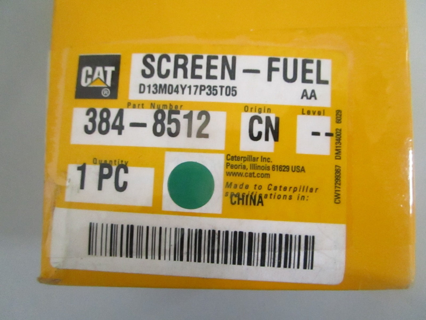 Caterpillar 384-8512 Screen Fuel Inline Filter C4.4 C6.6 C7.1 NEW OEM 0820