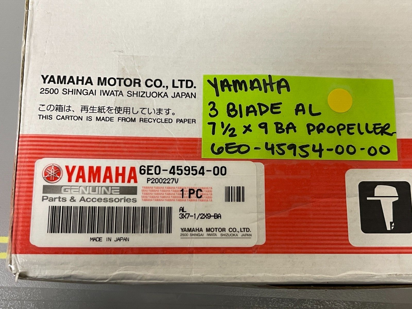 *NEW OEM* 0720 Yamaha 3 Blade Aluminum 7½  x 9 BA Propeller 6E0-45954-00-00