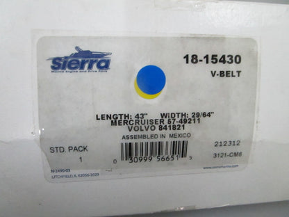 *NEW* 0780 Sierra Fuel V-Belt 18-15430 Replace: Mercruiser/Volvo 57-49211 841821