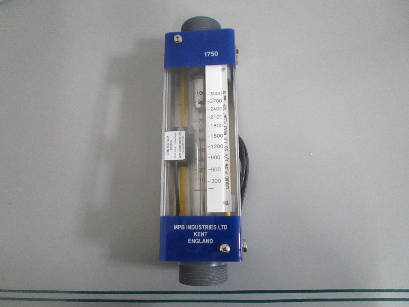 MPB Industries Series 1750 Variable Area Flowmeter Glass Tube NEW OEM 0820