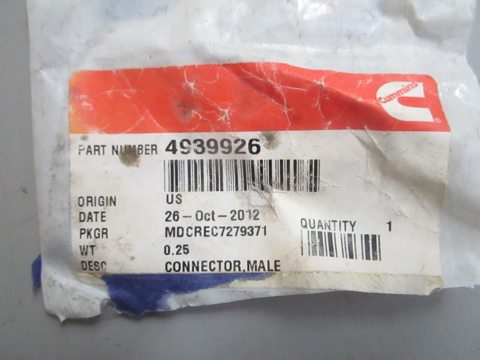 *NEW OEM* 0820 Cummins Male Connector 4939926