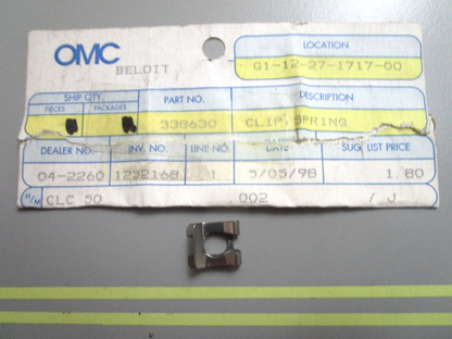 *NEW OEM* 0750 OMC Johnson Evinruide SPRING CLIP 338630 0338630