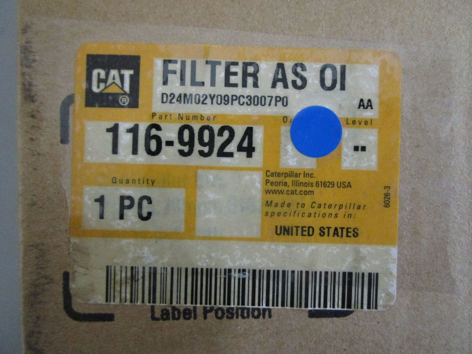 *NEW OEM* 0820 CAT Oil Filter 116-9924