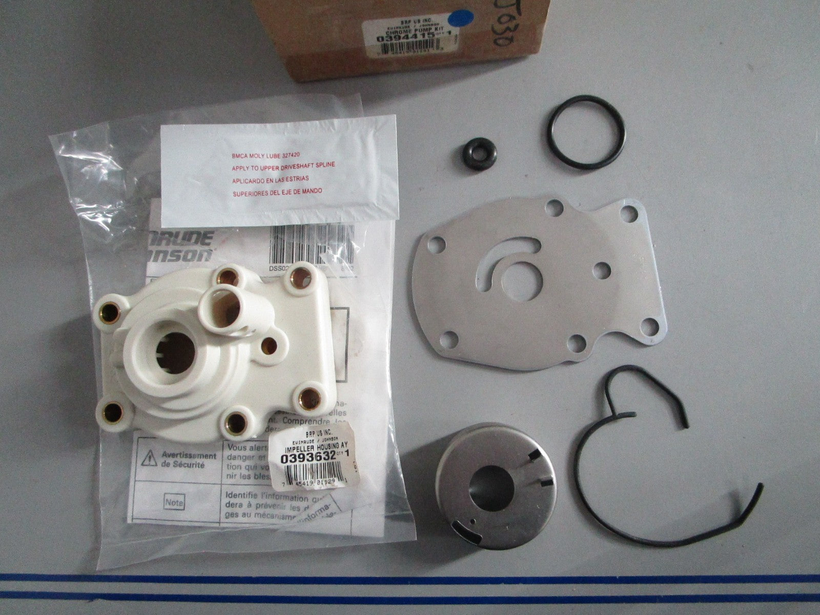 NEW OEM 394415 0394415 OMC Johnson Evinrude Chrome Pump Kit 0820