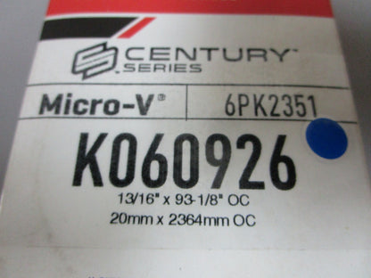 NEW K060926 Gates Micro-V 13/16" x 93 ⅛" Serpentine Belt 0720
