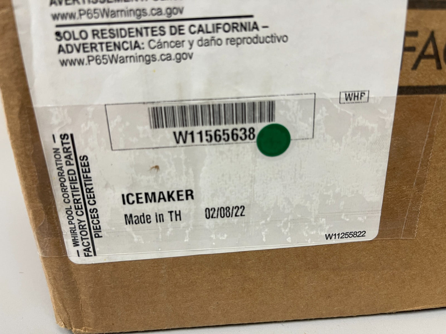 Whirlpool NEW OEM Ice Maker Assembly W11565638 Replaces W11321603 Fridge 0720
