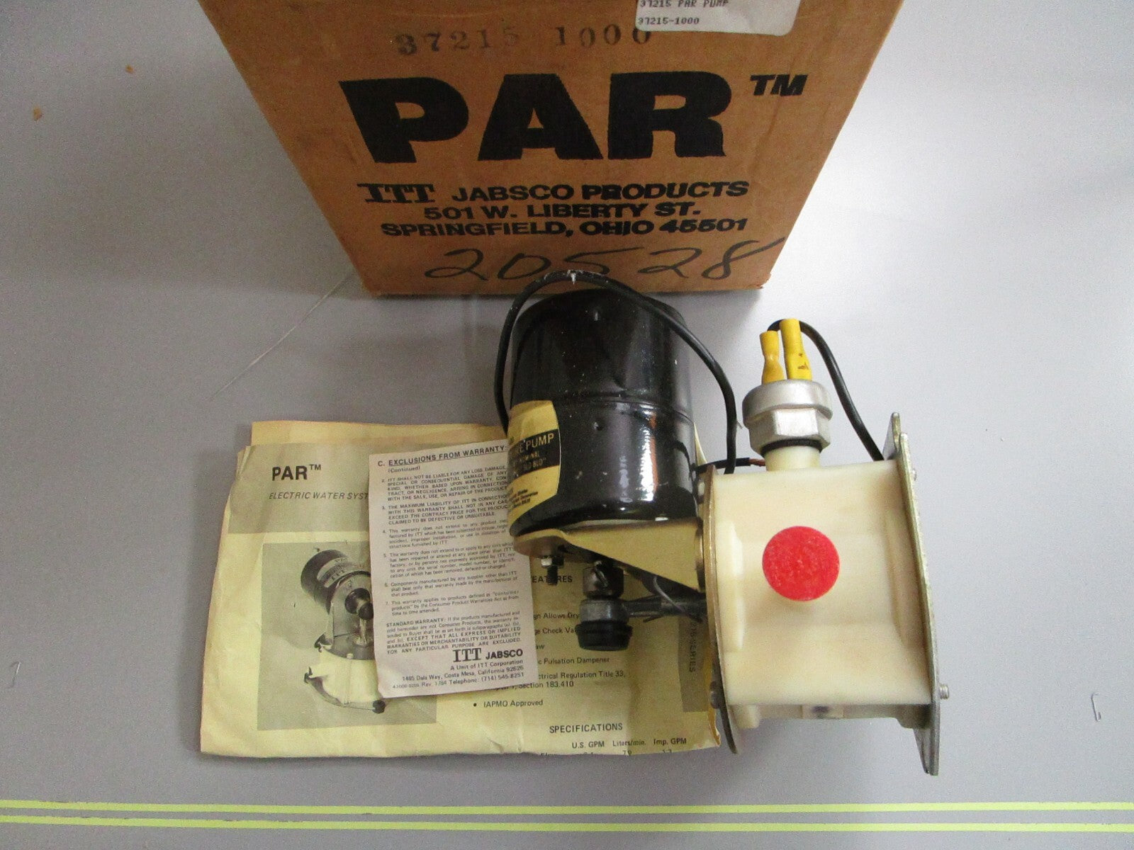 *NEW* 0820 Jabsco PAR Water System Pump 37215-1000