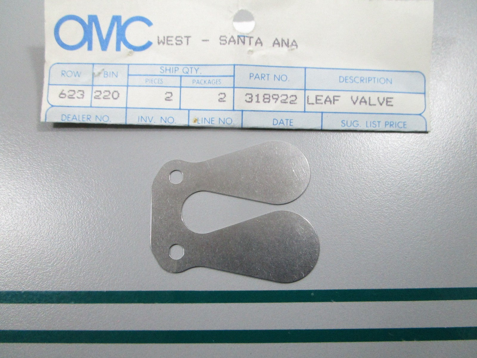 NEW OEM 318922 0318922 OMC Johnson Evinrude Leaf Valve 0810
