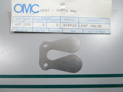 NEW OEM 318922 0318922 OMC Johnson Evinrude Leaf Valve 0810