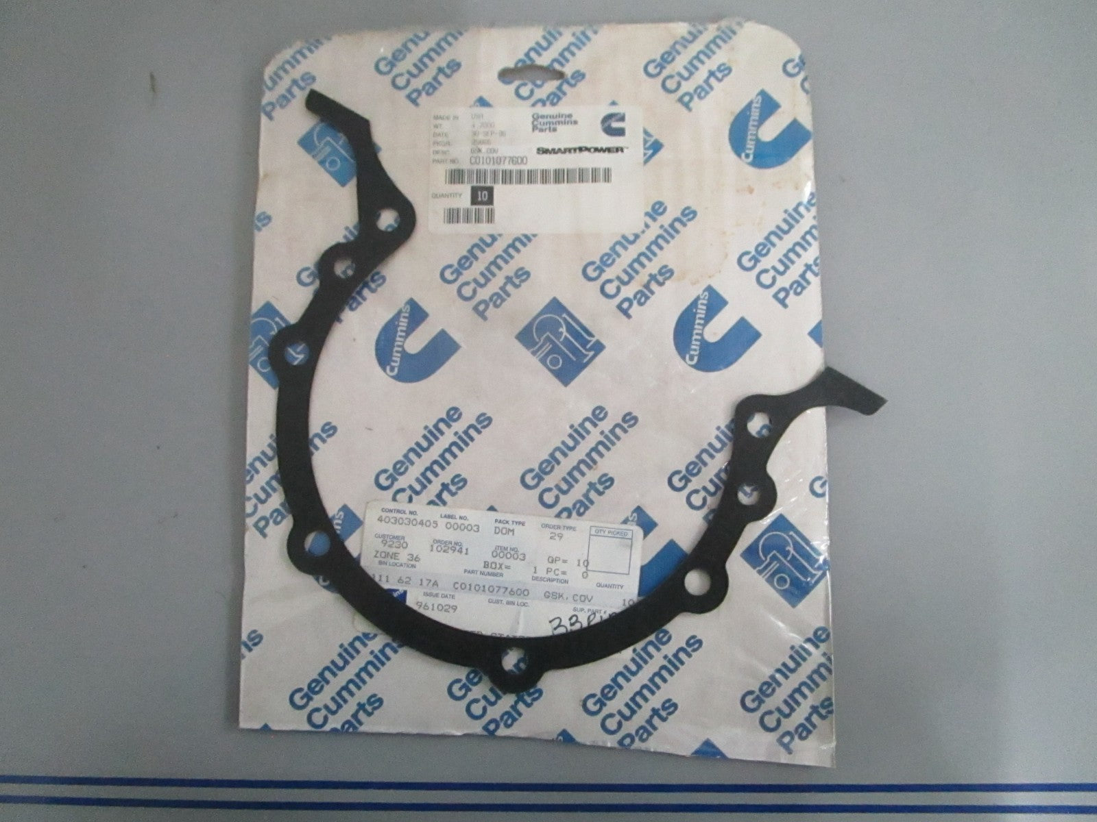 NEW OEM C0101077600 Cummins Cover Gasket 0820