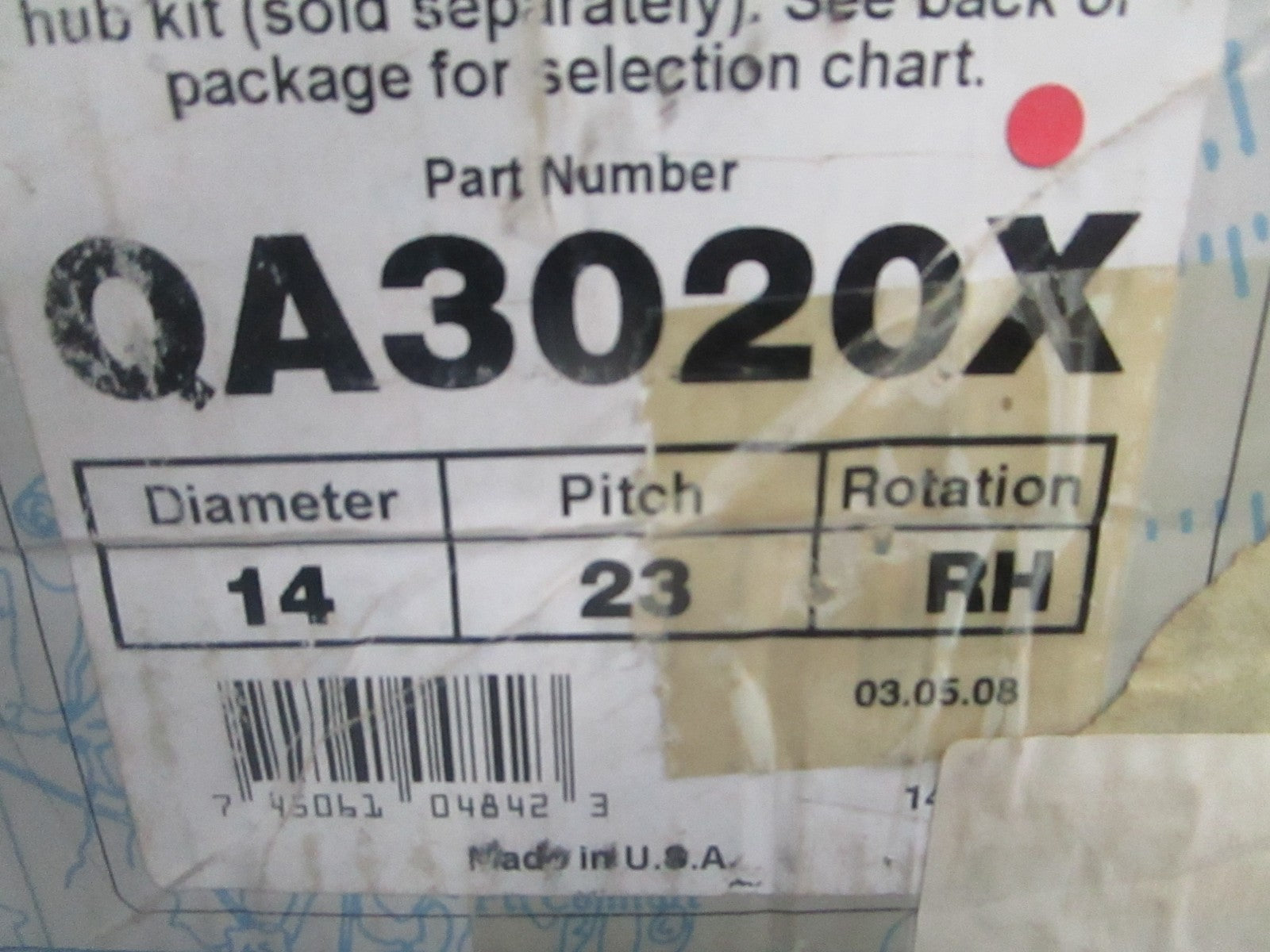 NEW OEM QA3020X Mercury Black Diamond 14×23 Propeller 0820