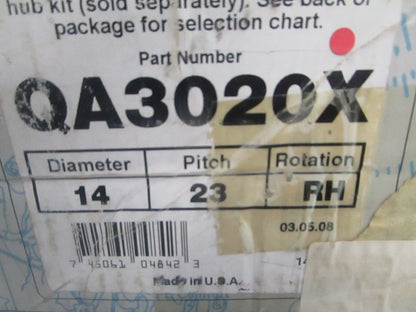 NEW OEM QA3020X Mercury Black Diamond 14×23 Propeller 0820